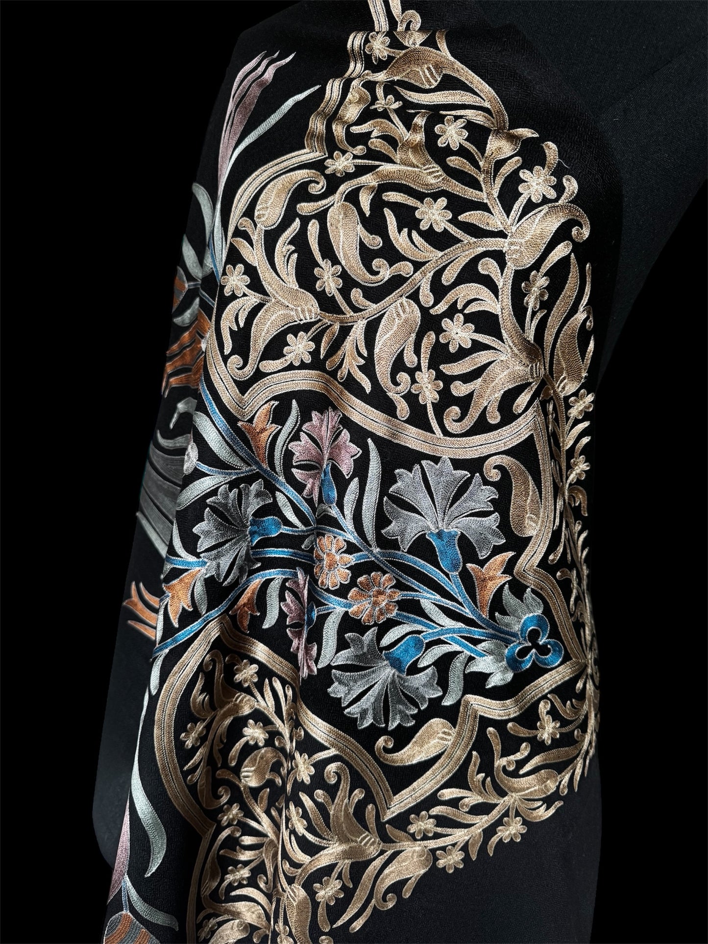 Black Fine Wool Stole