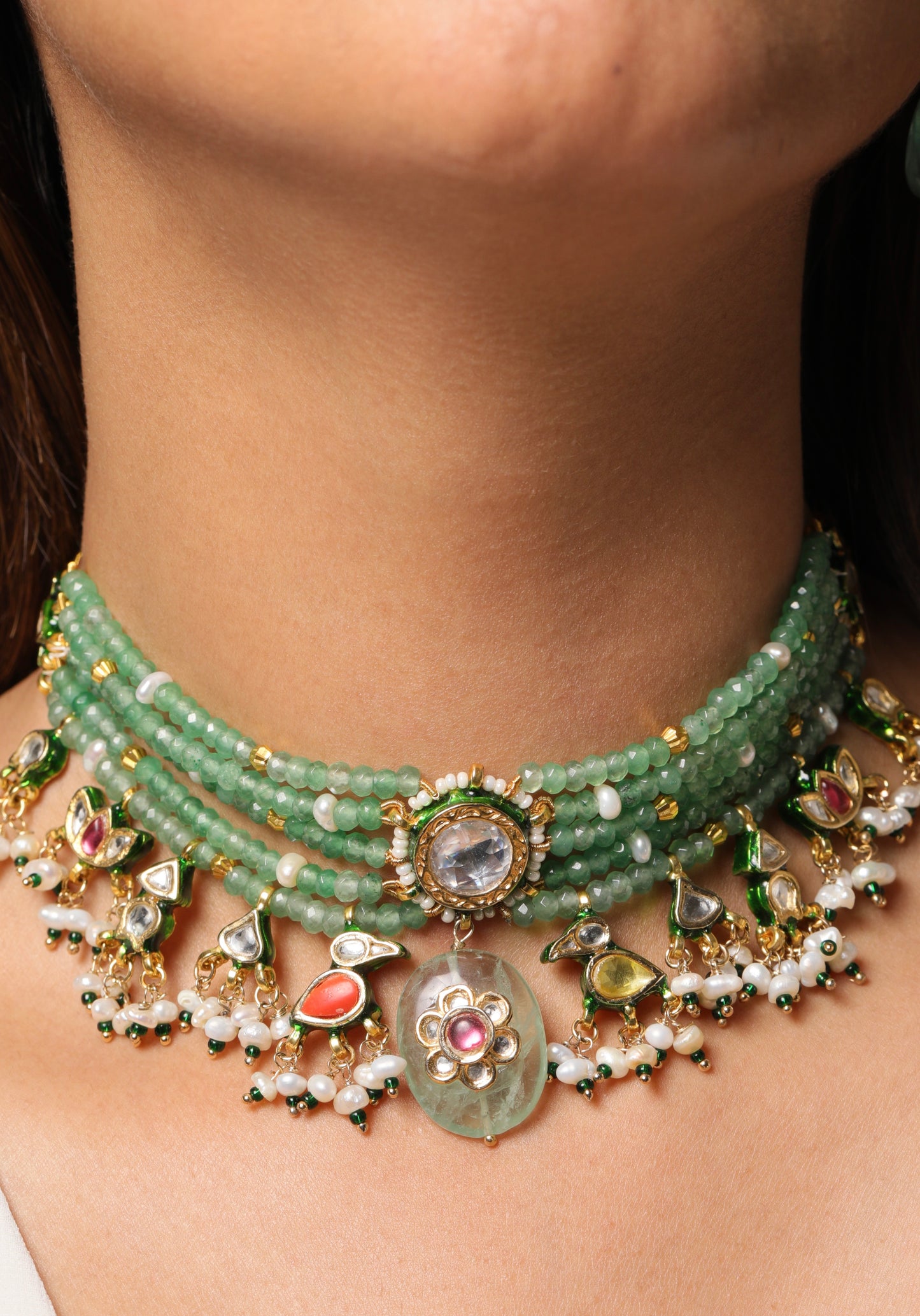 Emerald Green Kundan Choker Necklace