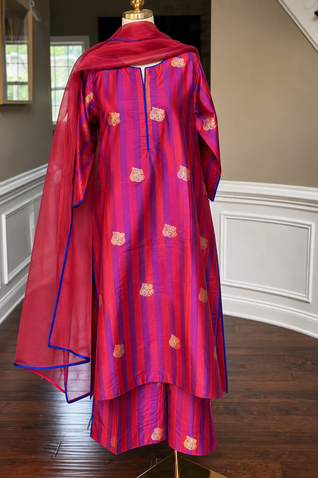 The Signature Stripe | Pure Katan Silk Kurta Set
