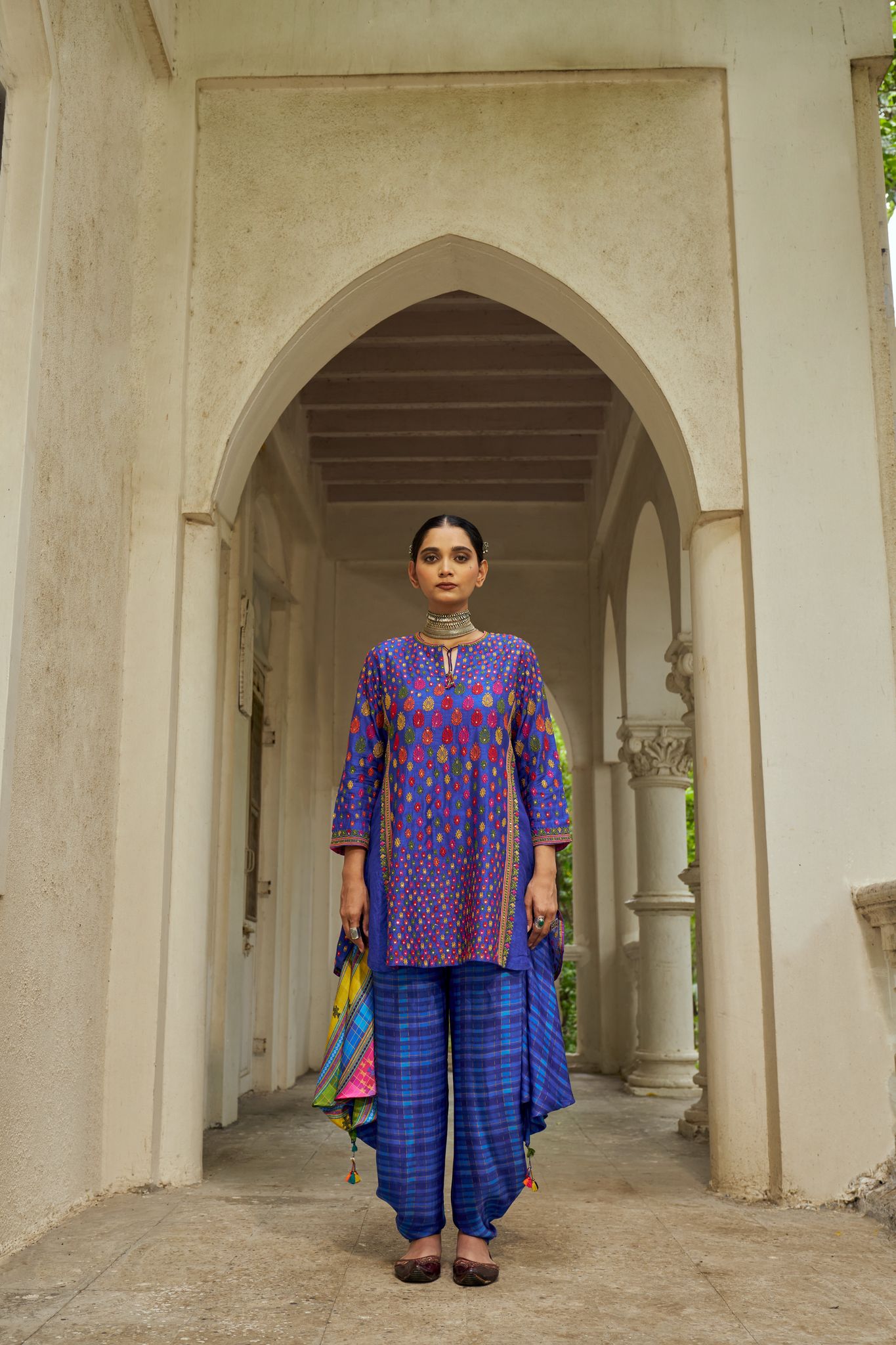 Slub Silk Dhoti Pant Suit
