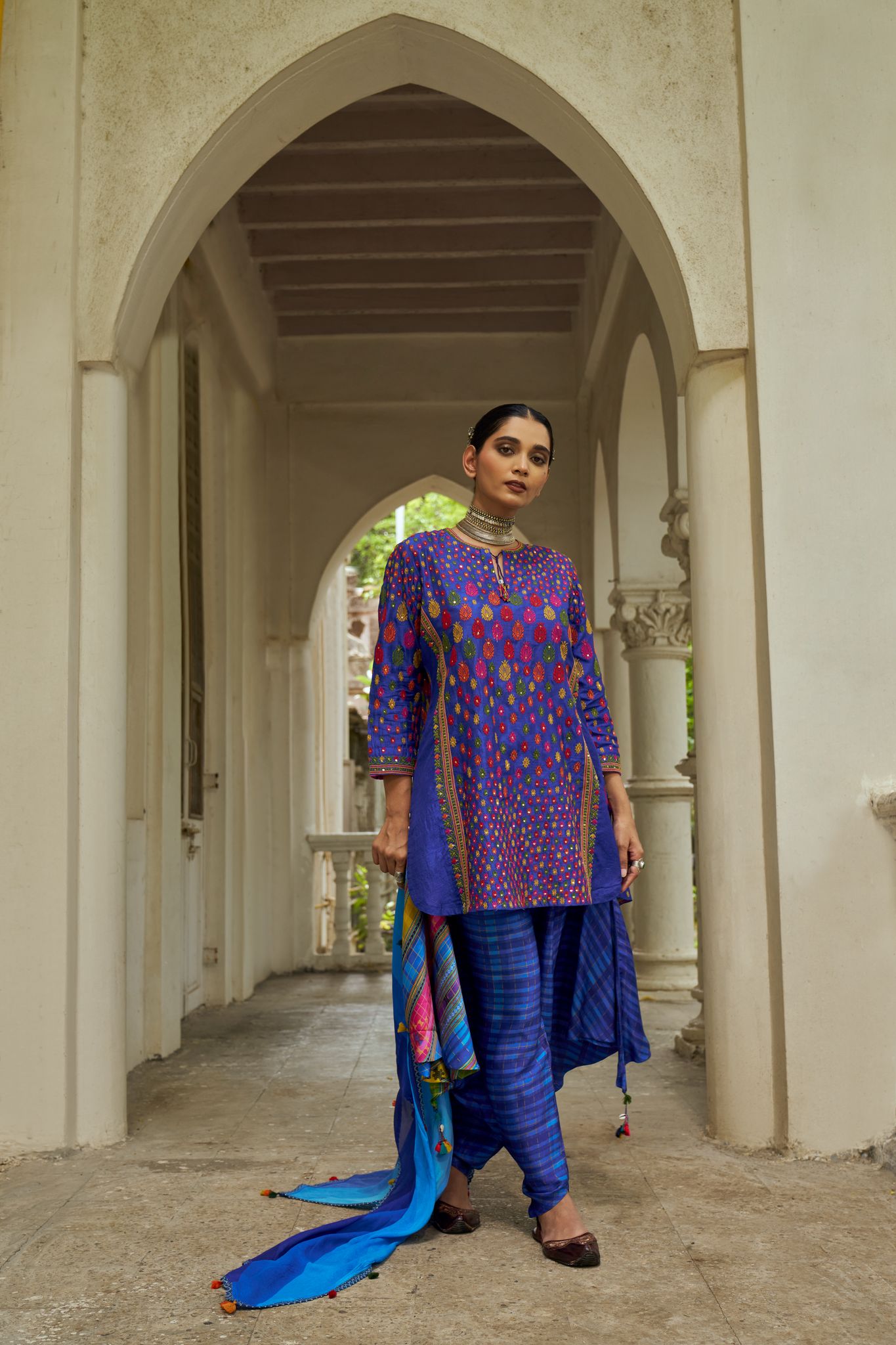 Slub Silk Dhoti Pant Suit
