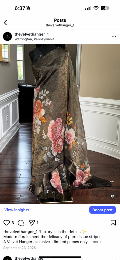 Floral Tissue Organza Saree