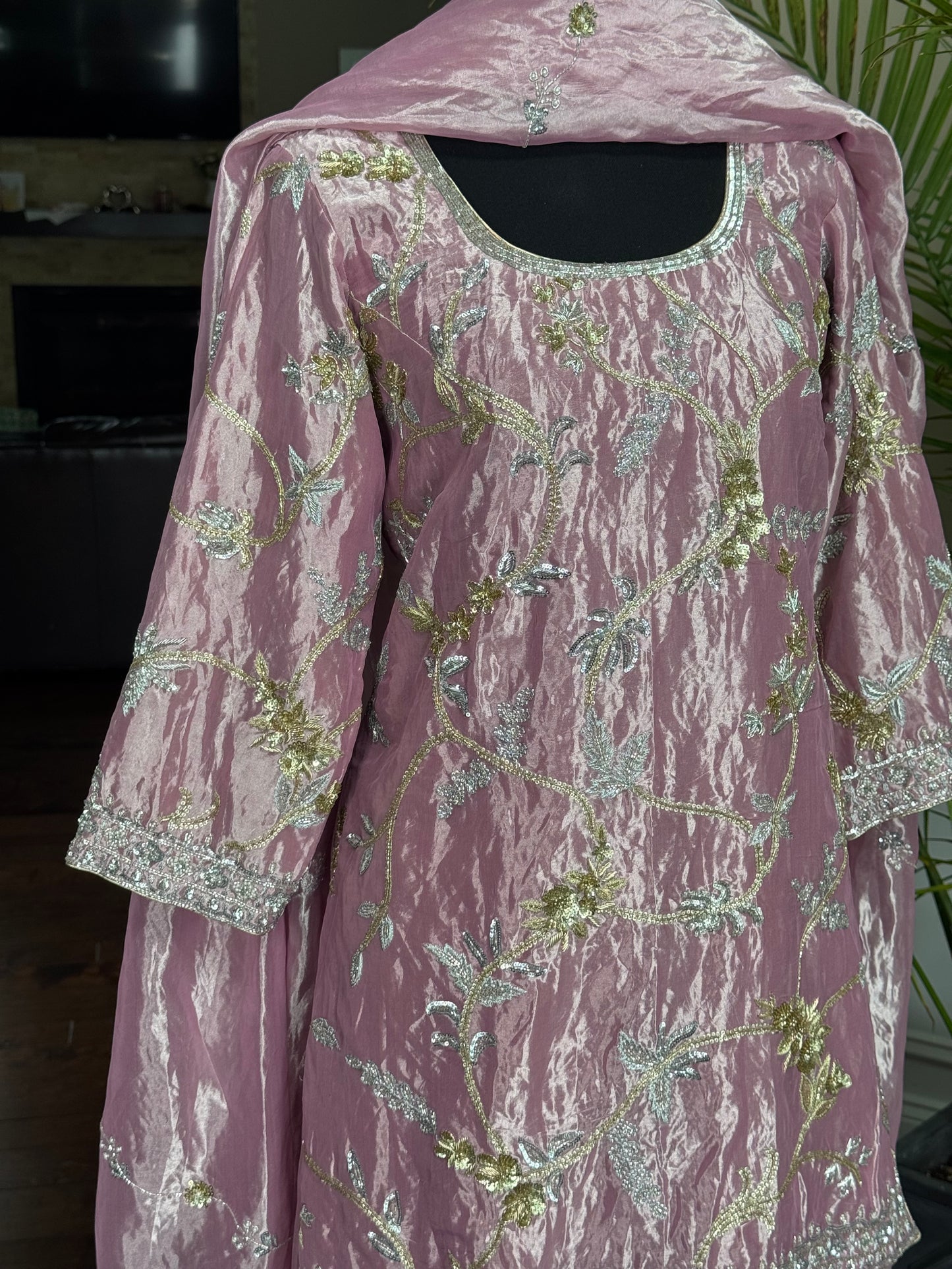 Blush Pink Pure Tissue Sharara Set