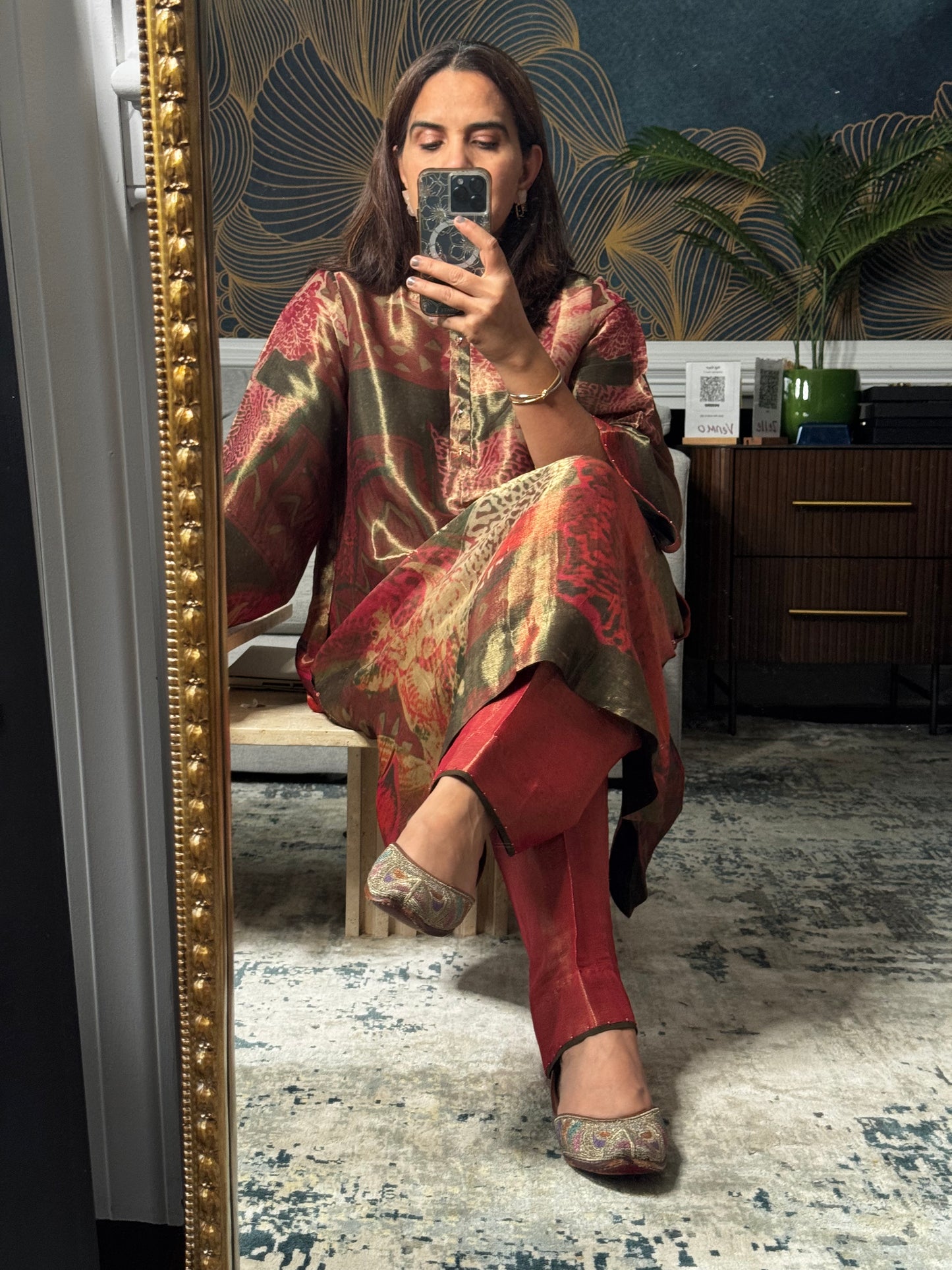 Pure Tissue Silk Floral Cord Set