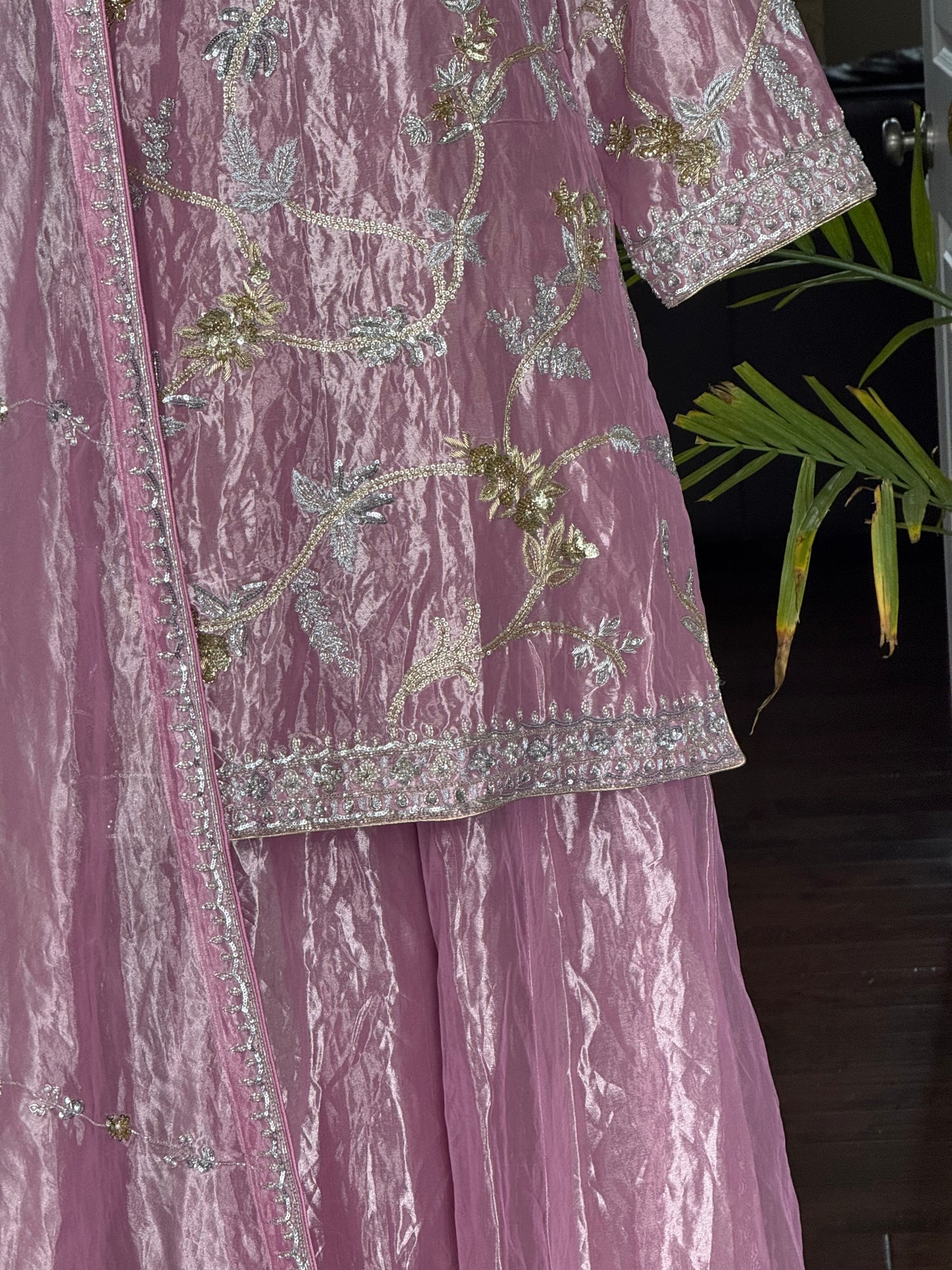 Blush Pink Pure Tissue Sharara Set