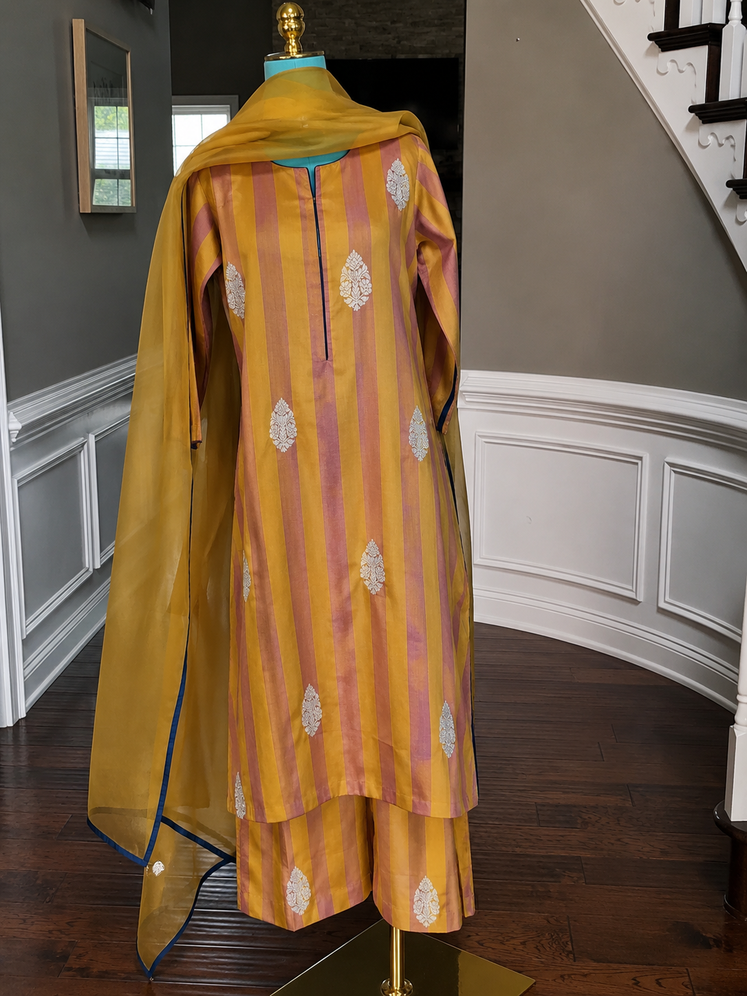 The Signature Stripe | Pure Katan Silk Kurta Set