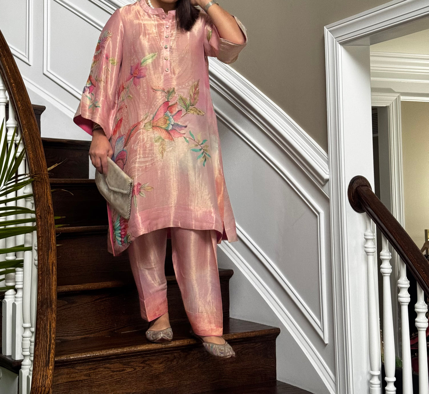 Pure Tissue Silk Floral Cord Set