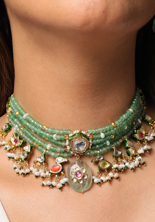 Emerald Green Kundan Choker Necklace