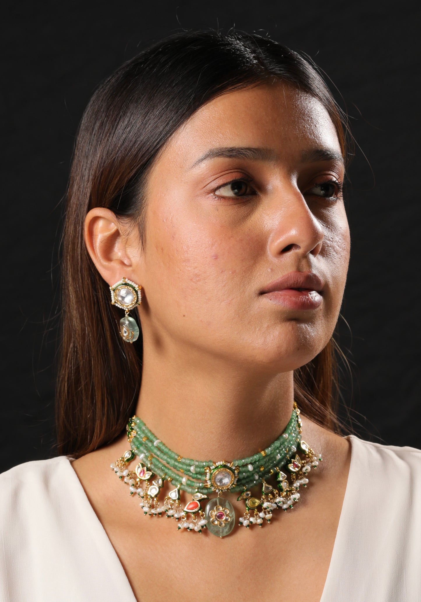 Emerald Green Kundan Choker Necklace