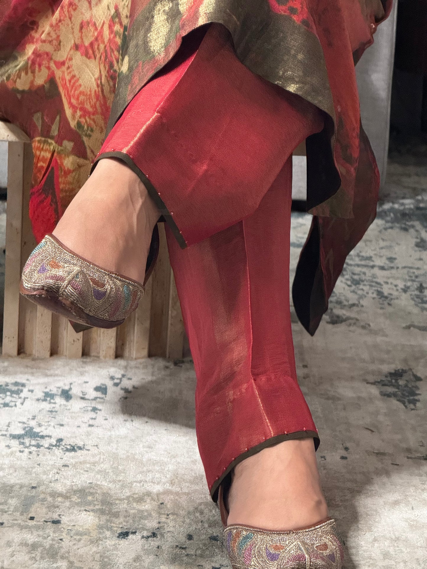 Pure Tissue Silk Floral Cord Set