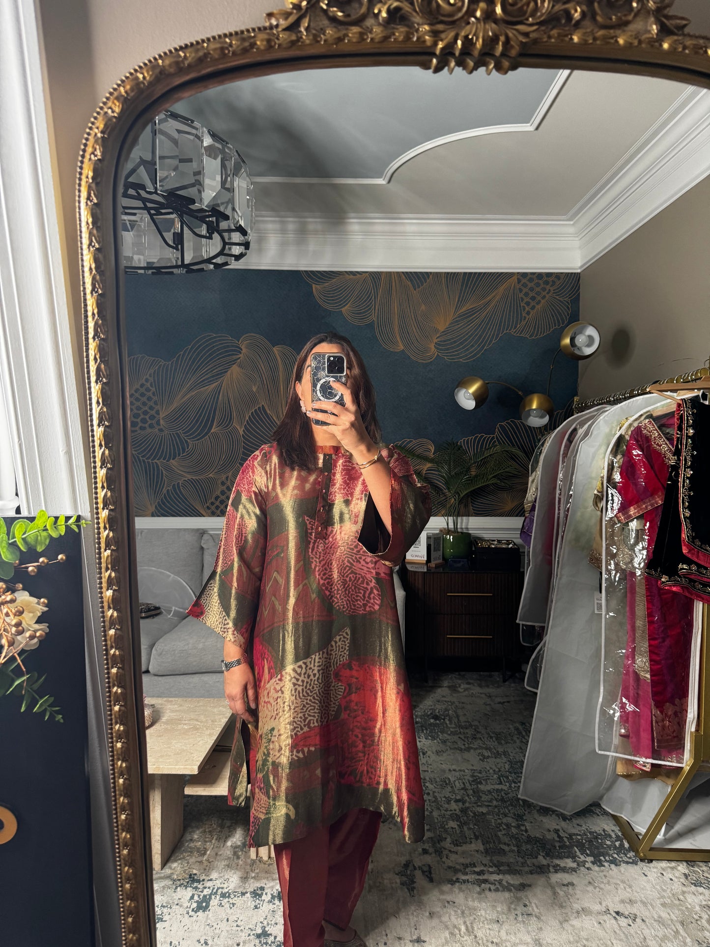 Pure Tissue Silk Floral Cord Set