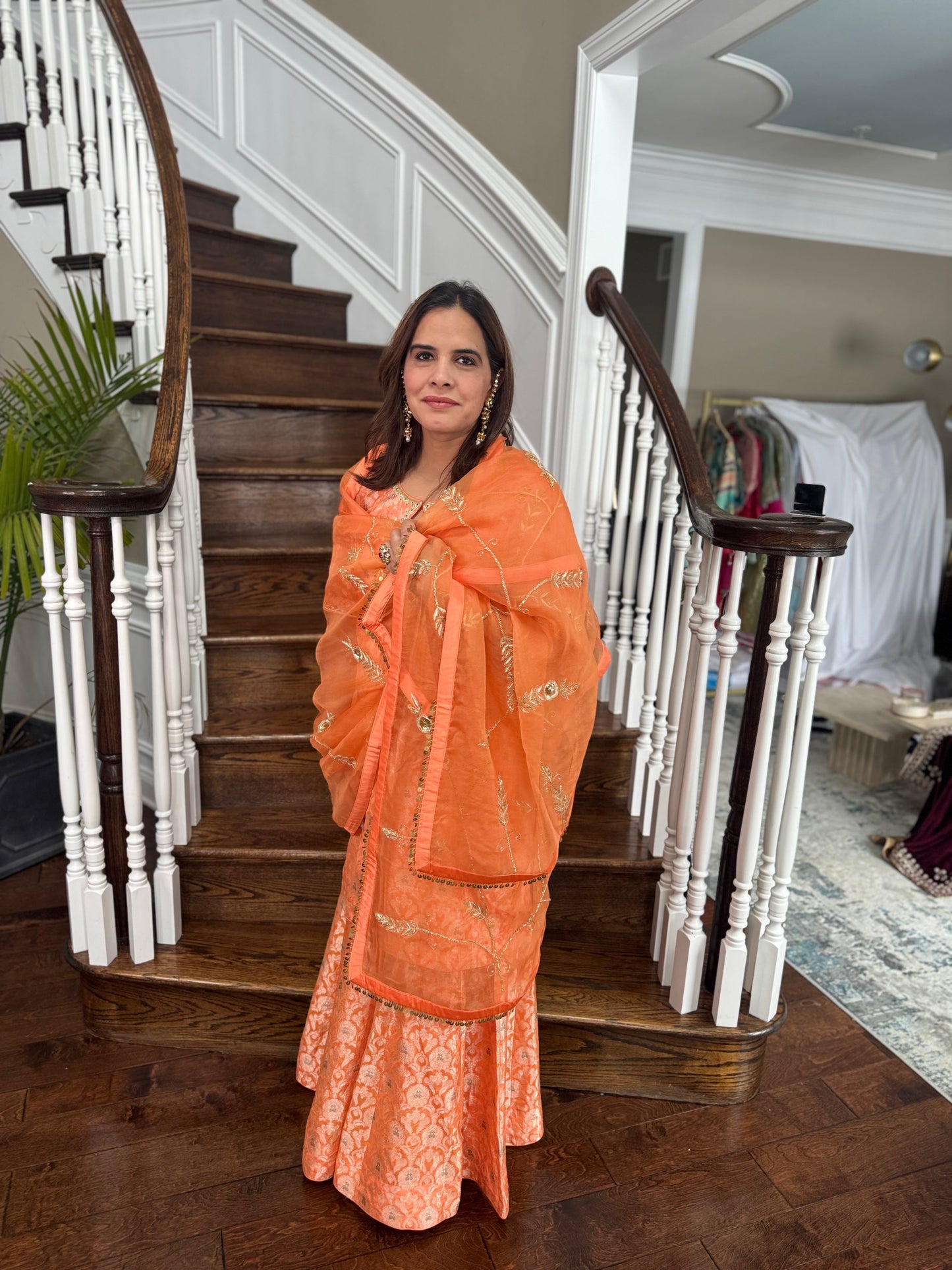 Pure Katan Silk Banarasi Gharara Set with Handwork Organza Dupatta