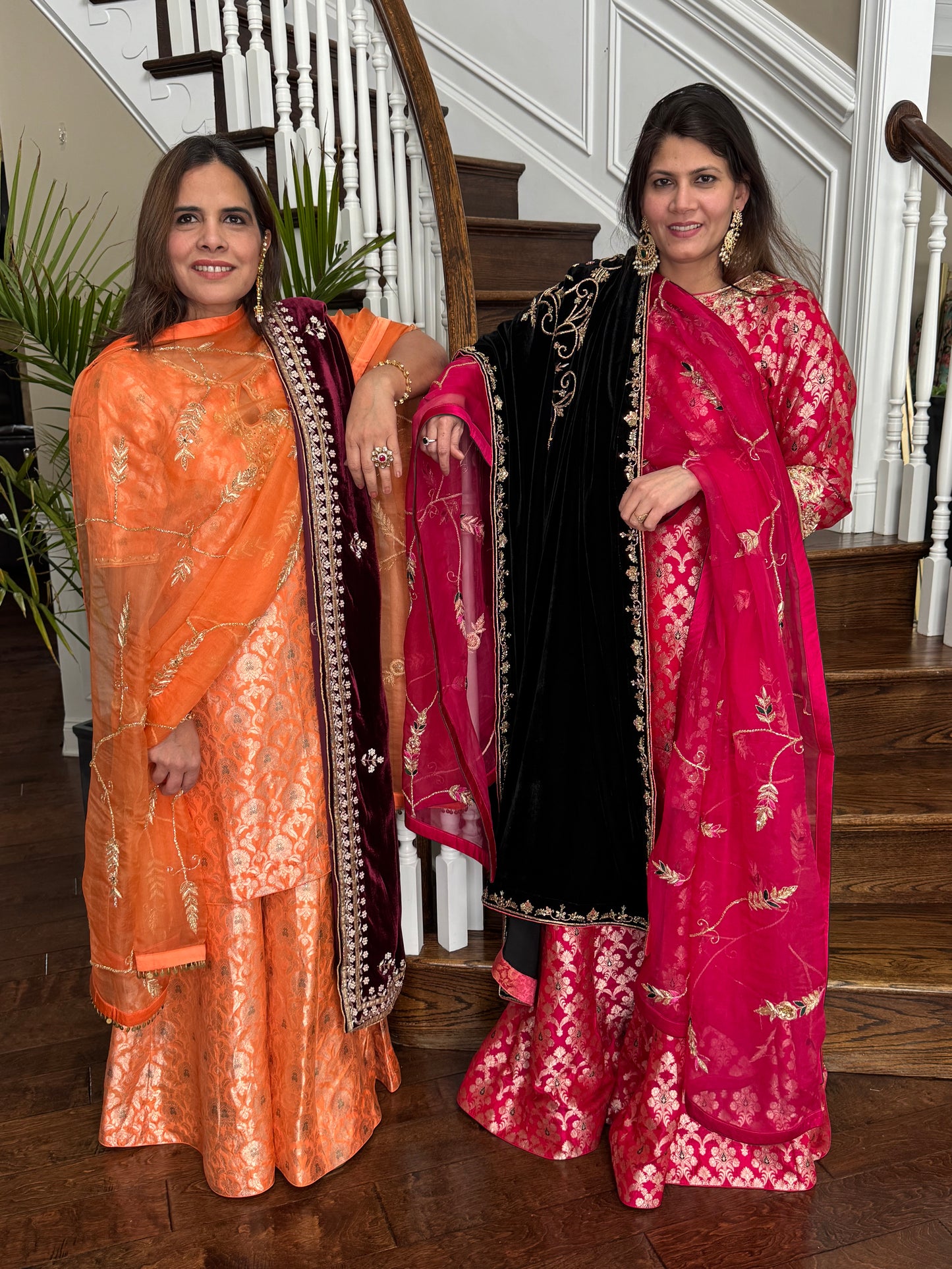 Magenta Katan Silk Suit Set with Embroidered Dupatta