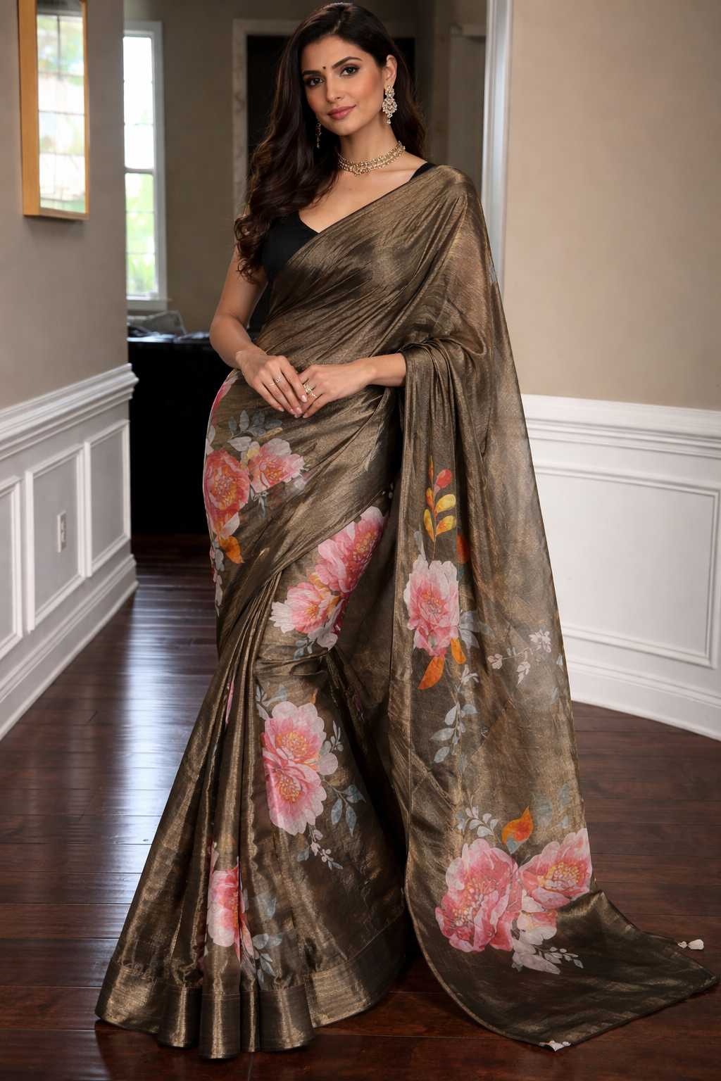 Floral Tissue Organza Saree