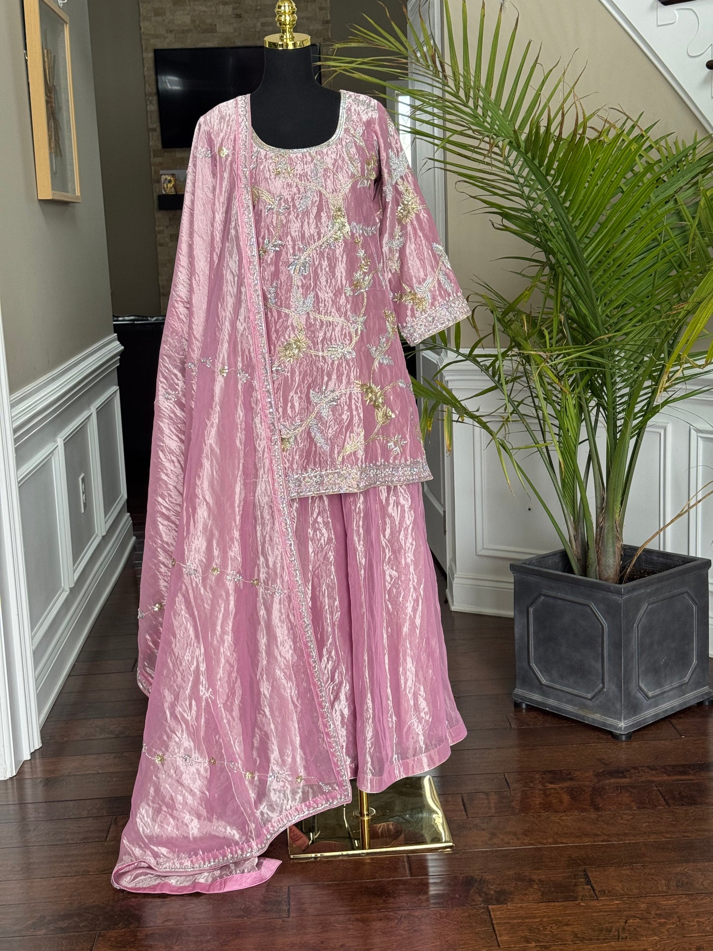 Blush Pink Pure Tissue Sharara Set