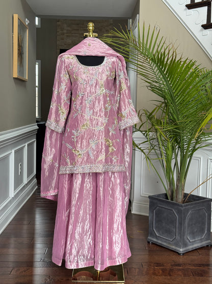 Blush Pink Pure Tissue Sharara Set