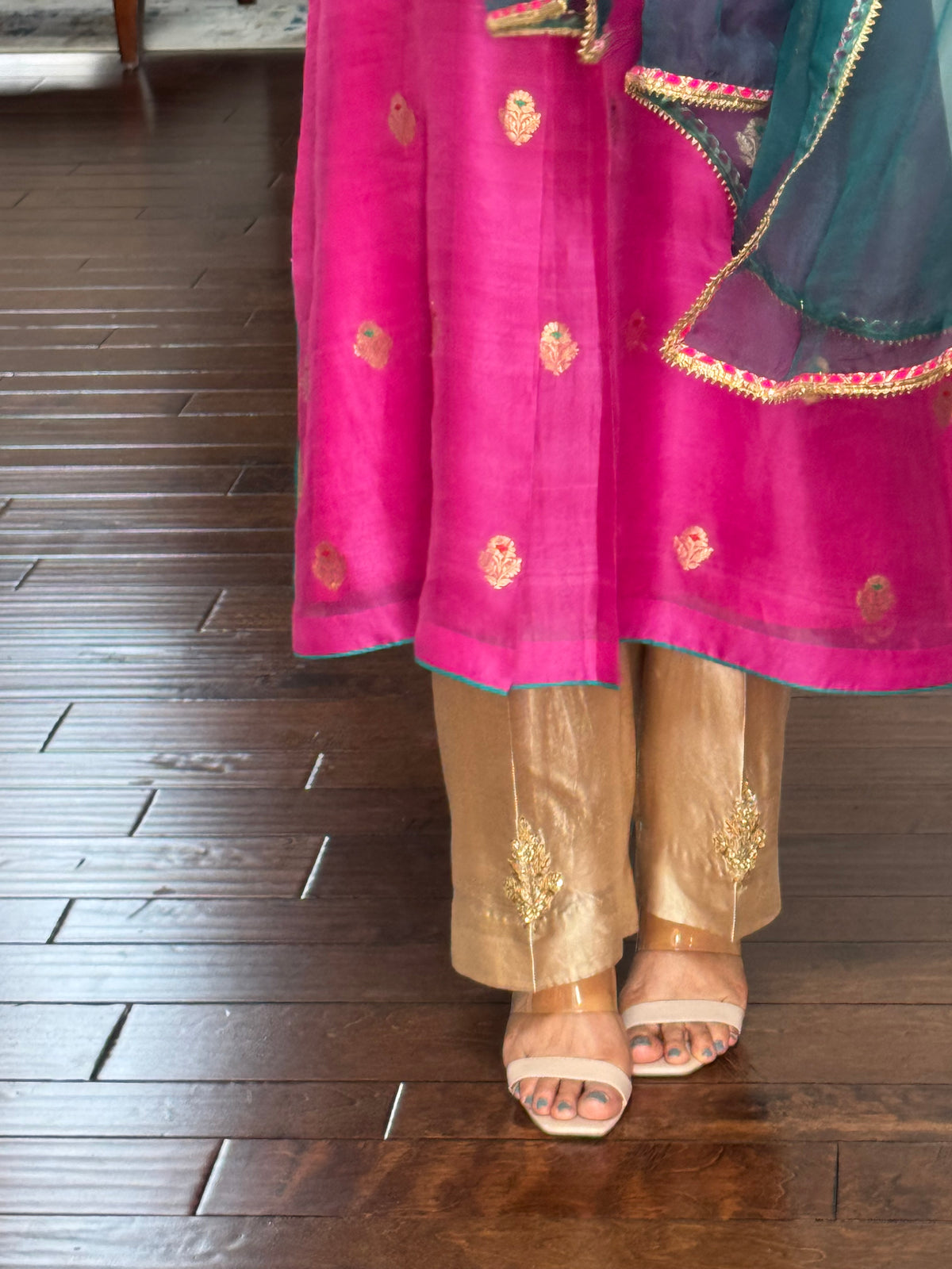 Fuchsia Pure Silk Organza Suit Set