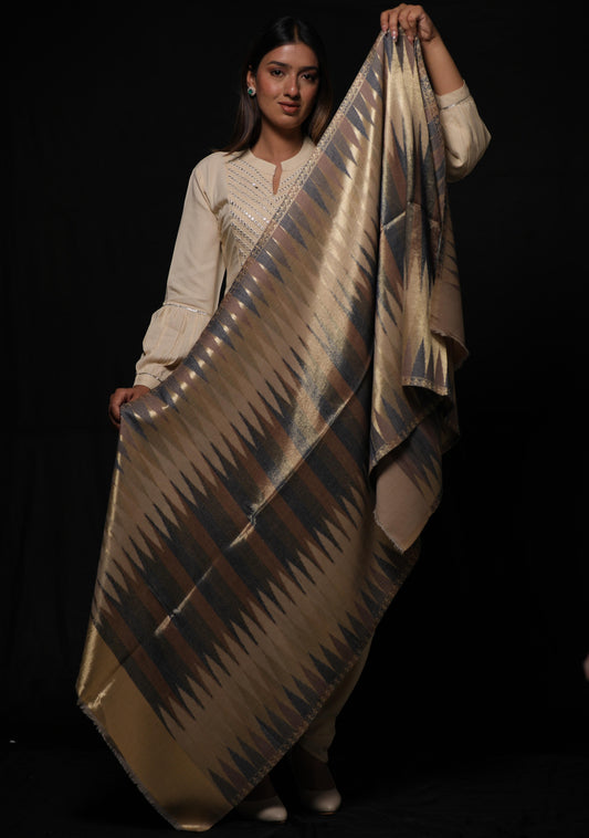 Printed Cashmere wool reversible stole