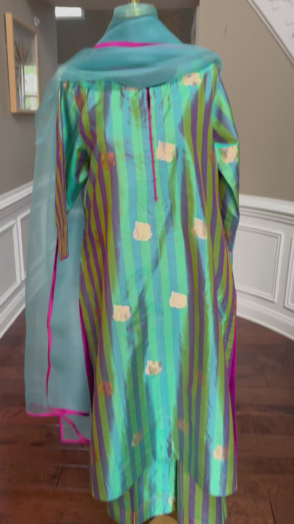 The Signature Stripe | Pure Katan Silk Kurta Set